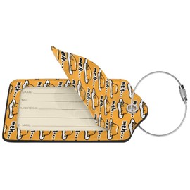 Luggage Tag Gudetama Cute Cute Unique Leather Suitcase Tags Identifiers with Privacy Name Address Labels & Durable Steel Loop for Women Men Travel
