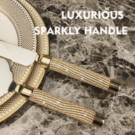 Juego de cuchillos y servidores para tartas de boda, cortador de pasteles de acero inoxidable 420 y cortador de pastel para servidor, juego de corte de pasteles con mango de diamantes de imitación para regalos de boda, regalos de compromiso para novio y 