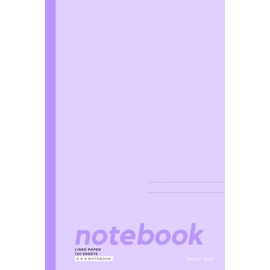 Notebook, College Lined Paper 120 Sheets 6 x 9: Kawaii Cute Minimalist Pastel Purple for Work, School, Students, Girls, and Boys