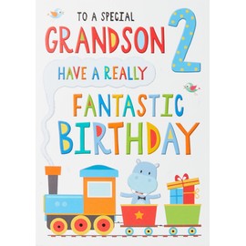 Regal Publishing Juvenile Birthday Card Age 2 Grandson - 9 x 6 inches,grey|blue|red|gold