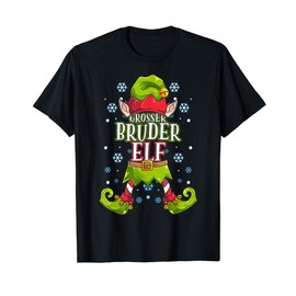 Big Brother Elf Christmas Outfit Christmas Family T-Shirt, black