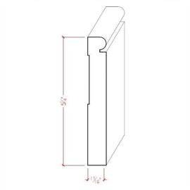 EWBB26 Beaded 5-1/4" Tall x 11/16" Baseboard Moulding. Unfinished, Poplar, 94"