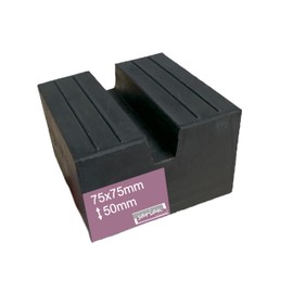 75 x 75 x 50 mm Rubber Pad with V-Groove and Groove Surface for Trolley Jacks and Lifting Platforms