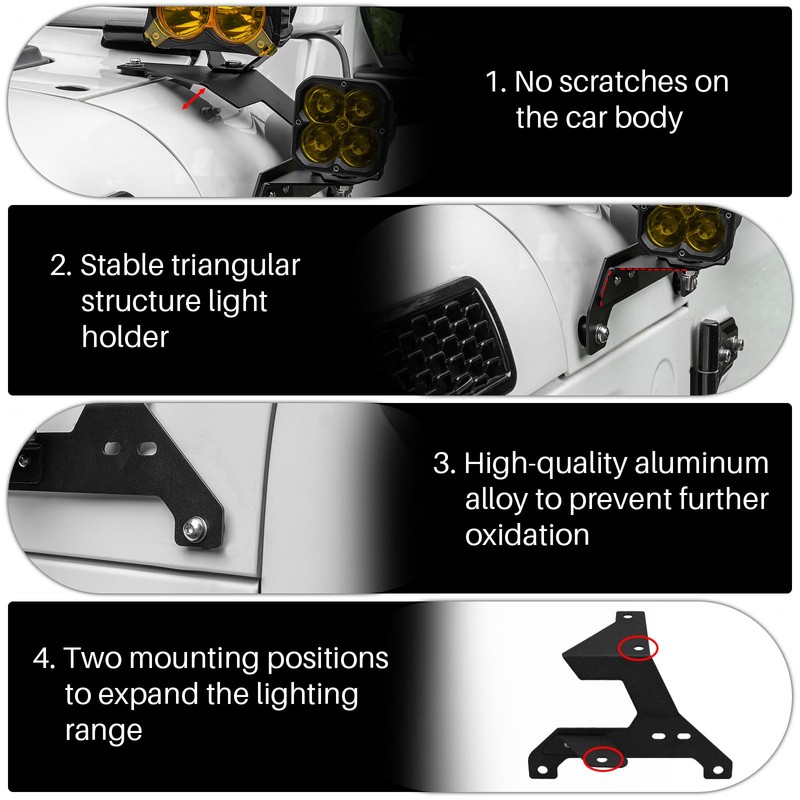 BIZOCO A Pillar Light Mount for Jeep Wrangler JL Gladiator