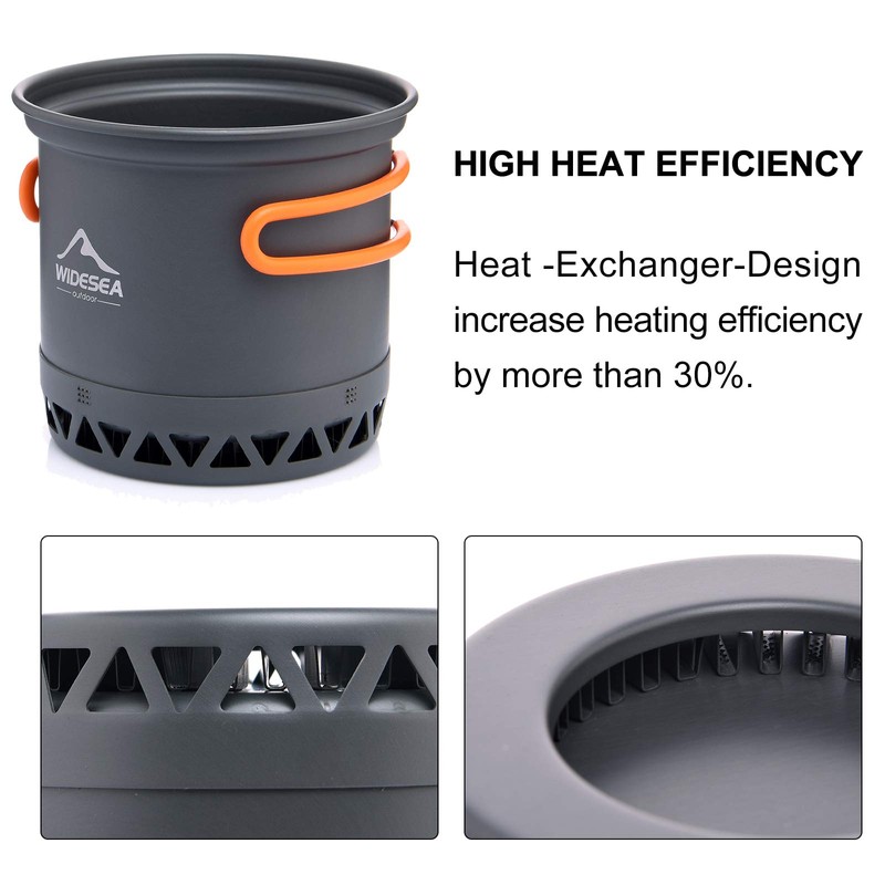 Widesea Camping Cookware Outdoor Pot Pan Cooking Equipment Heat Exchange