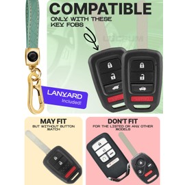 Lucrum Compatible with Honda Key Fob Cover & Leather Keychain - TPU Keyfob Case for Accord Civic CR-V SE LX HR-V (2014-2022) - Green and Gold