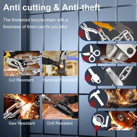 Garegce Bike Lock, Bicycle Locks, Bike Chain Lock with 2 Keys, Anti-Theft Cycling Locks with Security Waterproof Cover, High Security for Bicycle, E-Bike, MTB, Scooter, Door, Motorcycle