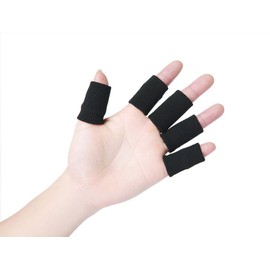 10Pcs Athletics Stretchy Finger Protector Sleeves Thumb Brace Support Arthritis Sports Aid for Basketball, Tennis, Baseball, Volleyball, Badminton (Black)