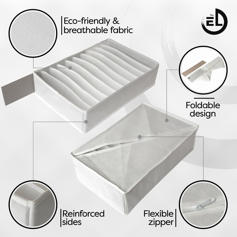 Drawer Organizer Clothes - 3 Set Multipurpose Dresser Drawer Organizer
