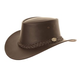 Brown Leather Australian Style Cowboy HAT (L-7 1/4)