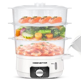Electric Food Steamer for Cooking, 13.7QT Vegetable Steamer with 3 Tiers BPA-Free Baskets, 800W Fast Simultaneous Cooking, 60-Minute Timer, Ideal for Veggies Seafood Rice