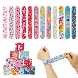 48 Pcs Valentine Slap Bracelets for Kids Valentines Day Slap Bracelets Bulk for Boys and Girls Colorful Hearts and Animal Bracelets for Party Favors Supplies Classroom Prizes Exchanging Gifts