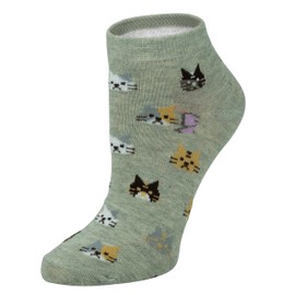 Gelante 12-Pair Women's Ankle Socks, Colorful Comfortable Lightweight Breathable Athletic 550-57 Cute Cat