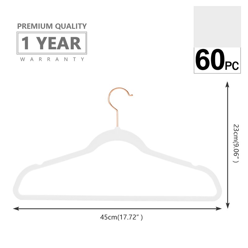 MIZGI Premium Velvet Hangers (60 Pack) Heavy Duty - Non