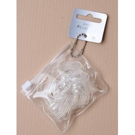 100 Large Clear Polyurethane Mini Elastics Hair Bands in a Zip Purse