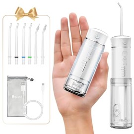 Bezvoi Irrigador Bucal Mini Inalámbrico Portátil 5 Modos, Depósito Telescópico, 6 Puntas, Resistente Al Agua Ipx7, Ideal Para Limpieza Dental, Encías