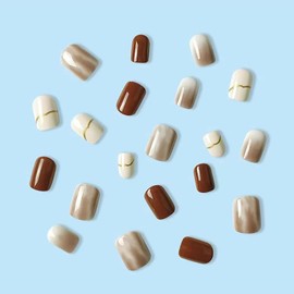 BHIDENAW Nail Tips, 24 Pieces, Nail Tips, Short, Autumn, Winter, Popular, Japanese Style, Cute, Simple, Stylish, Coming of Age Ceremonies, School Entrance Ceremonies, Graduation Ceremonies, Weddings,