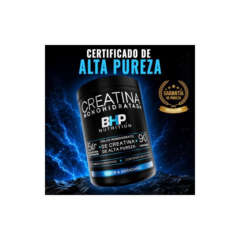 BHP NUTRITION- CREATINA MONOHIDRATADA ALTA PUREZA SABOR ARANDANO 490 GRS