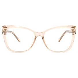 Zeelool Trendy Acetate Cat Eye Glasses Frame for Women with Non-prescription Clear Lens Farris ZOP02098-07 Champagne-Crystal
