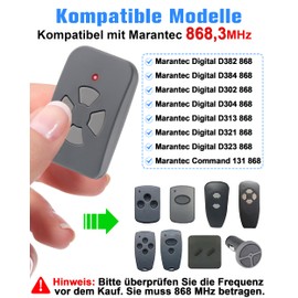 Selridasia Pack of 2 Garage Door Handheld Transmitter for Marantec Digital 394 Handheld Transmitter 868.3 MHz, Garage Door Opener Remote Control Compatible with Marantec Digital 304 302 384 321