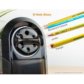 Bostitch Antimicrobial SuperPro Glow Extra Heavy Duty Commercial Classroom Electric Pencil Sharpener with Replaceable Cutter Cartridge System, 6-Hole, Silver/Black (EPS14HC)