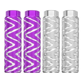 HARFINGTON 2 Pairs Bike Pegs Aluminum Alloy Rear Stunt Pegs Anti-Skid Foot Pedals Fit 3/8" Axles for Mountain Bike BMX, Purple & Silver