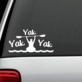 2pcs Kayak Yak Yak Yak, Kayaking Stickers for Car Window, 5 inches - Truck Decals for Canoe, Fishing Boat