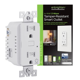 Enbrighten Z-Wave Plus in-Wall Smart Tamper-Reistant Outlet, Works with Alexa, Google Assistant, 1 Z-Wave Outlet & 1 Always on Outlet, Hub Required, White, Smart Outlet, Lamps, Small Appliances, 14315