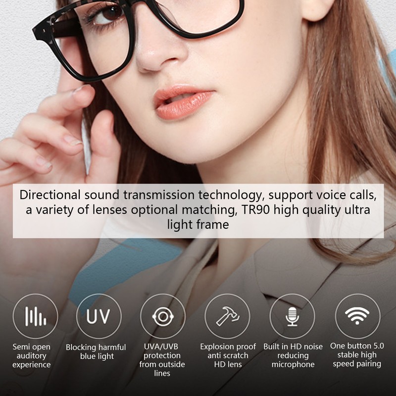 MX10 Smart Glasses Fashionable Waterproof Prevent Blue Light Multifunctional Wireless