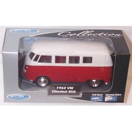 welly collection pull back and go red Volkswagen cassical 1962 bus 1:40 scale diecast model