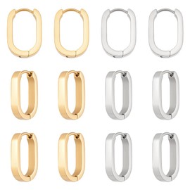 UNICRAFTALE 6 Paris 2 Farben Edelstahl Huggie Creolen 17mm Lang Ovale Endlos Creolen Kleine Sleeper Piercing Ohrring Set Für Frauen DIY Schmuckherstellung