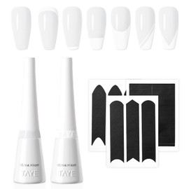 TAYE Milky White French Gel Nail Polish Set, 2 Colors White, Milky White Gel Nail Polish for French Tip Nails Art Nail, LED Required UV, Art Manicure Salon Diy at Home