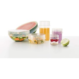 Lékué - Tapa flexible de silicona reutilizable (juego de 6) mantiene los alimentos frescos en tus propios recipientes, latas o cuencos, higiénico, ligero, duradero y apto para microondas y lavaplatos
