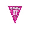 OAKTREE UK 630628 Party Bunting Happy 11th Birthday Pink Holographic