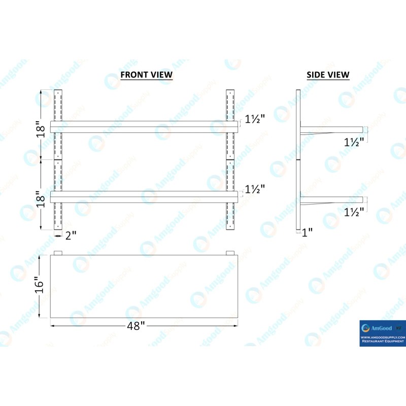 AmGood 16 in. x 48 in. Two-Tier Metal Wall Mount
