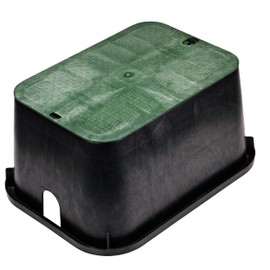 NDS 117BC* 15 in. X 22 in. Rectangular Jumbo Valve Box and Cover, 12 in. Height, Irrigation Control Valve Lettering, Black Box, Green Overlapping Cover, Black/Green