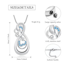 mingkejw Swan Cremation Jewelry Stainless Steel Infinity Urn Necklaces for Ashes Love Urn Pendants for Ashes Holder Memorial Keepsake Infinity Urn Necklace Cremation Ashes Jewelry for Human/Pet
