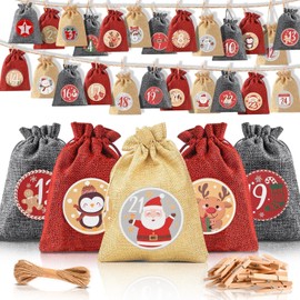Alintor Advent Calendar for Filling, 24 Christmas Calendars for Filling, 18 x 13 cm Large Advent Calendar Fill Yourself, Advent Calendar Bags, Advent Calendar 2024 Children