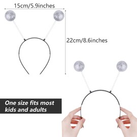 Alien Costume Women's Metallic Bra with Removable Shoulder Strap Silver Martian Antenna Head Bopper Shiny High Waist Stretchy Pants (Small)