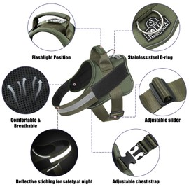 Bolux Dog Harness, No-Pull Reflective Dog Vest, Breathable Adjustable Pet Harness with Handle for Outdoor Walking - No More Pulling, Tugging or Choking