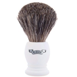 Plisson Pure Badger Hair Shaving Brush Grey Mother of Pearl P Natural Grey Size 12