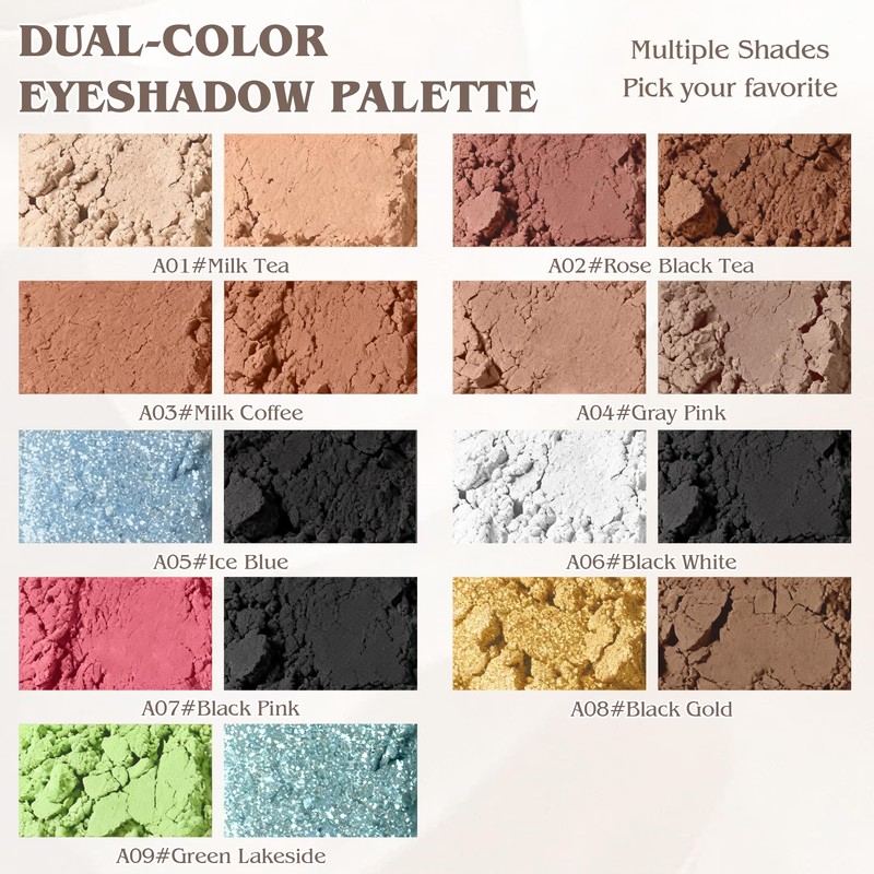 Duo Eye Shadow Palette，Nude Matte+ Warm Gray Matte Shades Eyeshadow