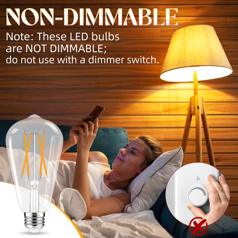 GvvooHome LED Edison Bulbs, E26 Bulb 60 watt Equivalent, Non-Dimmable,