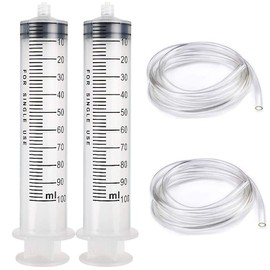 Gebildet 2 Pack 100ml Syringes with 1m Tube, Large Plastic Syringe for Scientific Labs, Nutrient Measuring, Watering, Refilling[Non-Medical Use]