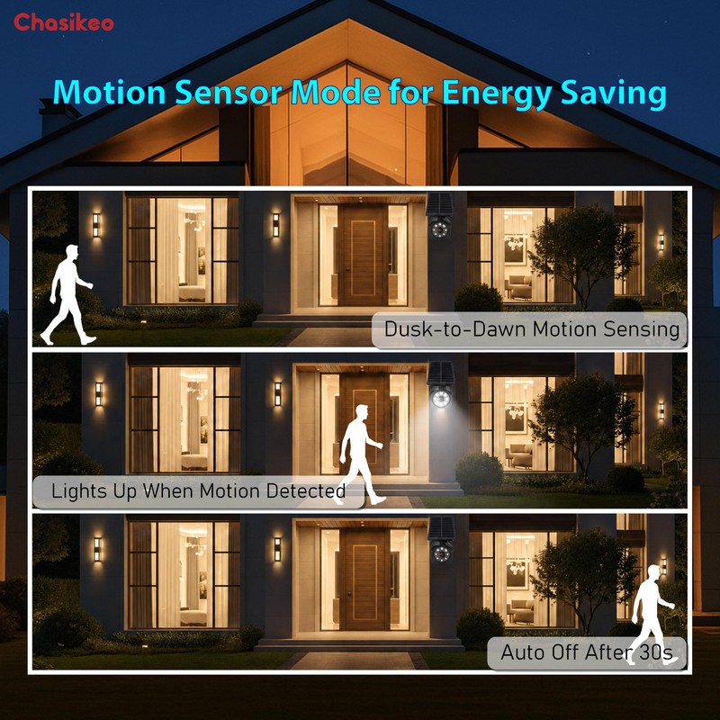 Chasikeo Solar Motion Light Outdoor, Solar Spotlight with Motion Sensor,