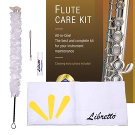 Libretto Flute All-Inclusive Cleaning & Care Kit: Cleaning Swab + Dust Brush + Cleaning Cloth + Pad Dryers + Premium Cork Grease for Piccolo, Great Maintenance Kit to Extend Life of Your Flute