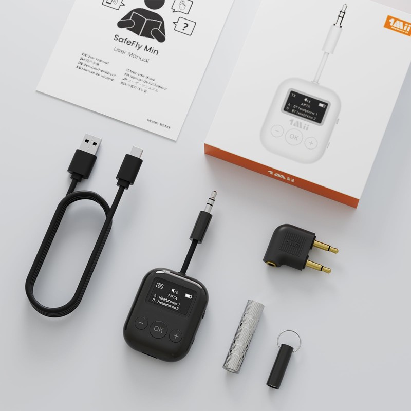 1Mii Bluetooth 5.3 Transmitter, Bluetooth TV Transmitter, 25 Hours Playtime,