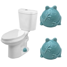 Toilet Bolt Caps, 2 Pcs Ceramic Frog Decorative Toilet Bolt Covers, Toilet Screw Covers Decorative, Toilet Bolt Figurine, Cute Bathroom Toilet Bolt Decor Easy Installation (Cute Frog-Blue)