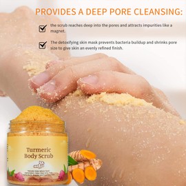 Turmeric Body Scrub - Remove Acne Dark Spots - Turmeric Exfoliating Body Scrub - Smooth Skin Deep Cleansing Moisturizing Hyperpigmentation - Great Gifts Women Body Scrub for Deep Cleansing (Turmeric)