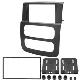 Aramox Stereo Bezel Fit For Ram Truck 2002-2005, 2DIN Car Radio Stereo Fascia Frame Dash CD Panel Trim Reemplazo, Kit de instalación de bisel negro para navegación estéreo de doble radio